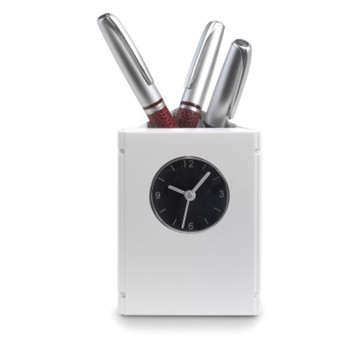 Підставка для ручок з годинником та двома фоторамками V2294-03-AXL фото
