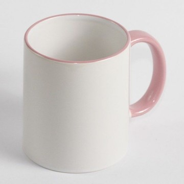 Чашка сублимационная с цветным ободком и ручкой 330 мл, Розовый