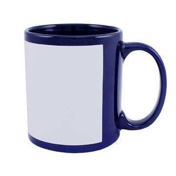 Чашка цветная с белым окном для печати 330 мл, синяя B11C-02 фото