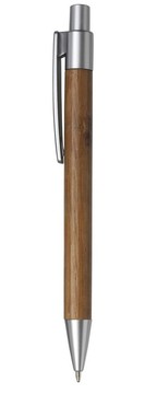 Авторучка бамбукова під лого з срібним кліпом, кнопкою і носиком V1410