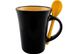 Чашка керамічна з ложкою Optima Promo DORIS 300мл, чорно-помаранчева O52050-06 фото