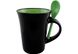 Чашка керамічна з ложкою Optima Promo DORIS 300мл, чорно зелена O52050-04 фото