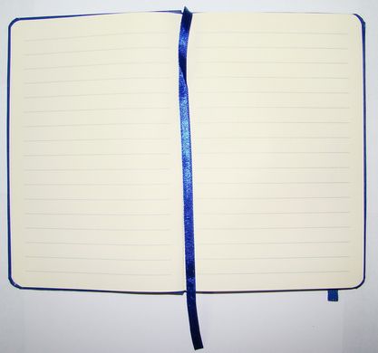 Блокнот А5 кожзам на резинке, 80 листов, кремовая бумага, линия, синий 93494.14-HI фото