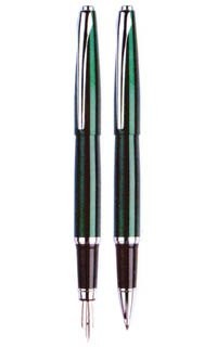 Набір Prima (авторучка + пір'яна ручка) метал. б / футляра, Зелений