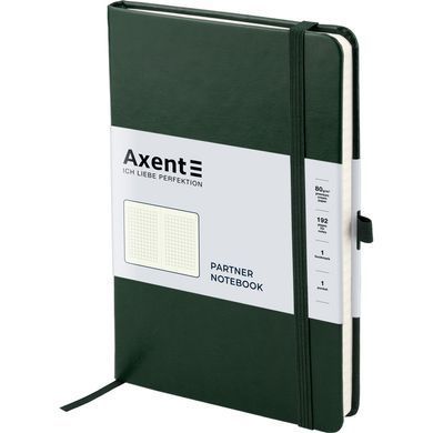 Книга записна Partner Lux, В6, 125*195, 96 аркушів, клітинка, тверда обкладинка, зелена 8202-04-A фото