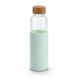 Пляшка спортивна 600 мл скло, в силіконовому чохлі, з бамбуковій кришкою, світло-зелена 94699.19-HI фото 1