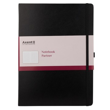 Книга записна Axent Partner A4, 100 аркушів, клітинка, тверда обкладинка, чорна 8203-01-A фото