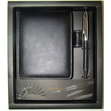 Набір подарунковий (ручка та блокнот з обкладинкою шкірозамінника) в подарунковій футлярі V1079-03-AXL